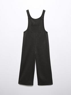 Mango Kids' Judy Houndstooth Dungarees, Black, Black