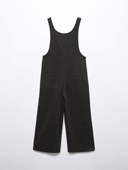 Mango Kids' Judy Houndstooth Dungarees, Black - view 2, Black