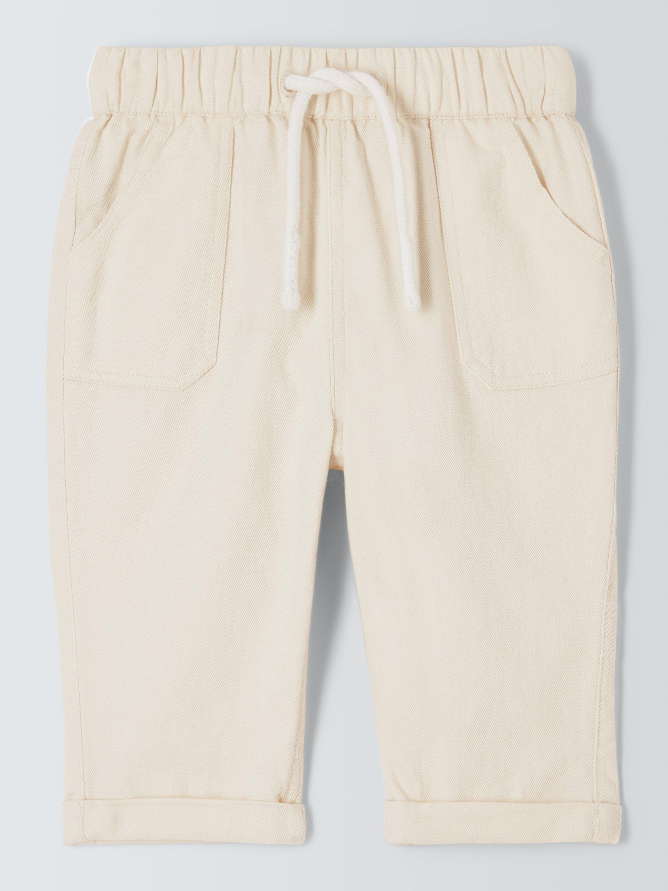 John Lewis Baby Drawstring Trousers, Cream