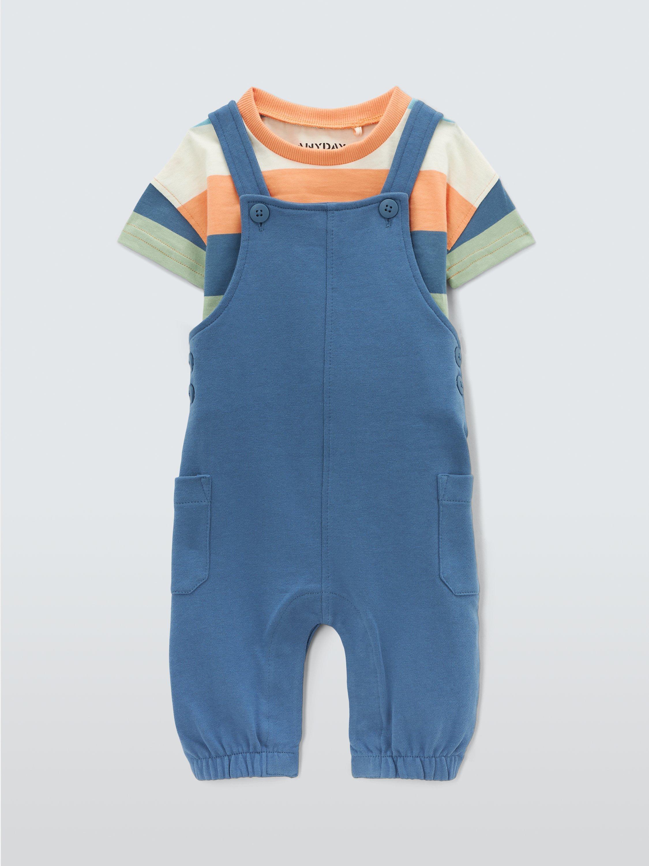 John Lewis ANYDAY Baby Stripe T-Shirt & Dungaree Set, Multi