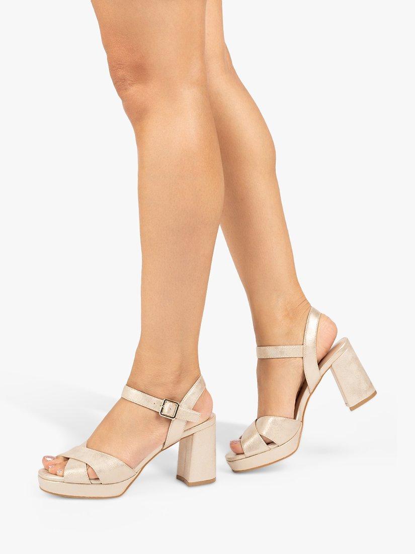 Paradox London Landon Shimmer Platform Sandals Champagne