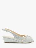 Paradox London Jocelyn Wide Fit Sparkle Wedge Sandals, Silver