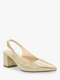 Paradox London Flynn Wide Fit Shimmer Block Heel Slingbacks, Champagne