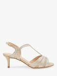 Paradox London Mirabel Shimmer Kitten Heel Sandals, Champagne