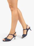 Paradox London Mirabel Shimmer Kitten Heel Sandals, Navy