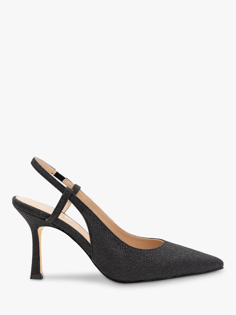 Product image 1 of 5, which shows Paradox London Carli Shimmer Slingback Court Shoes, Black, 7