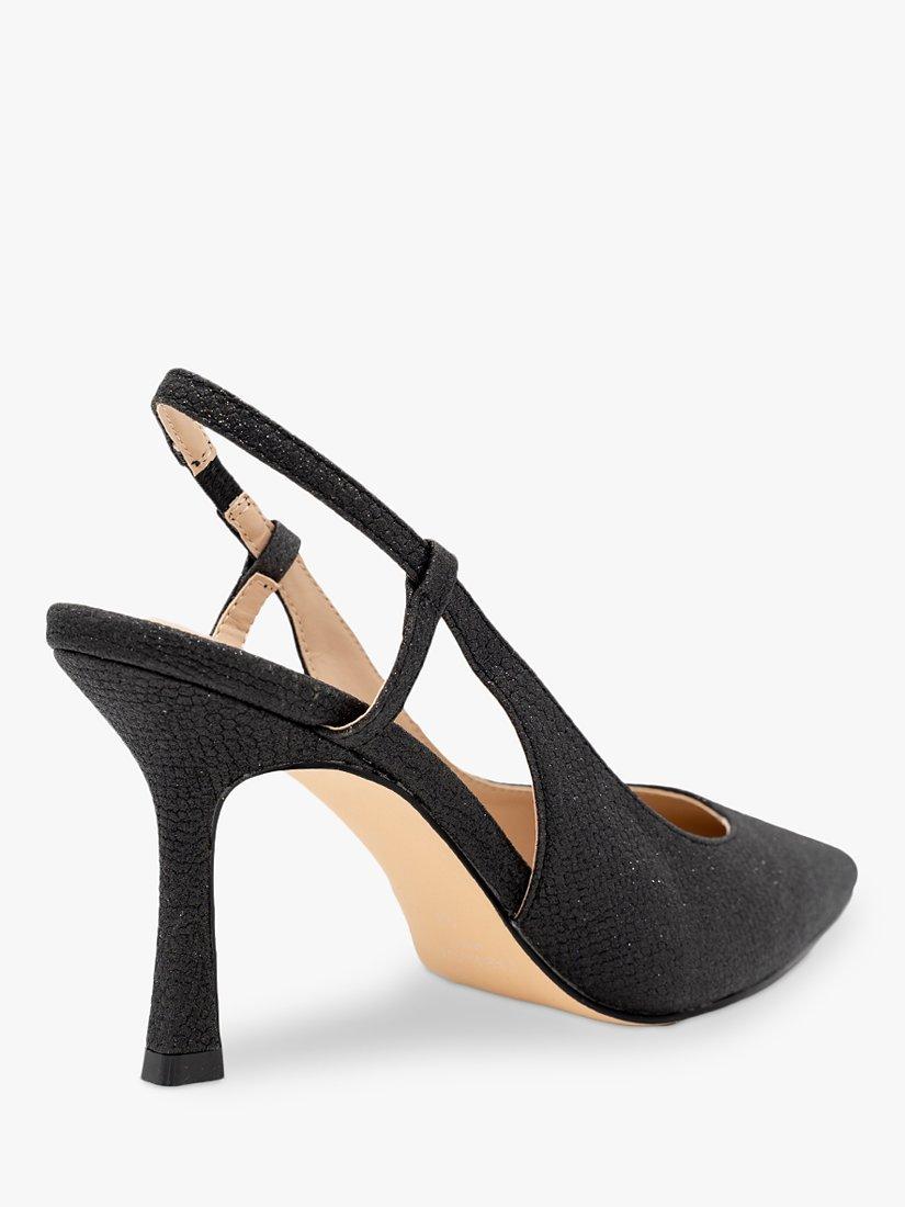 Product image 5 of 5, which shows Paradox London Carli Shimmer Slingback Court Shoes, Black, 7