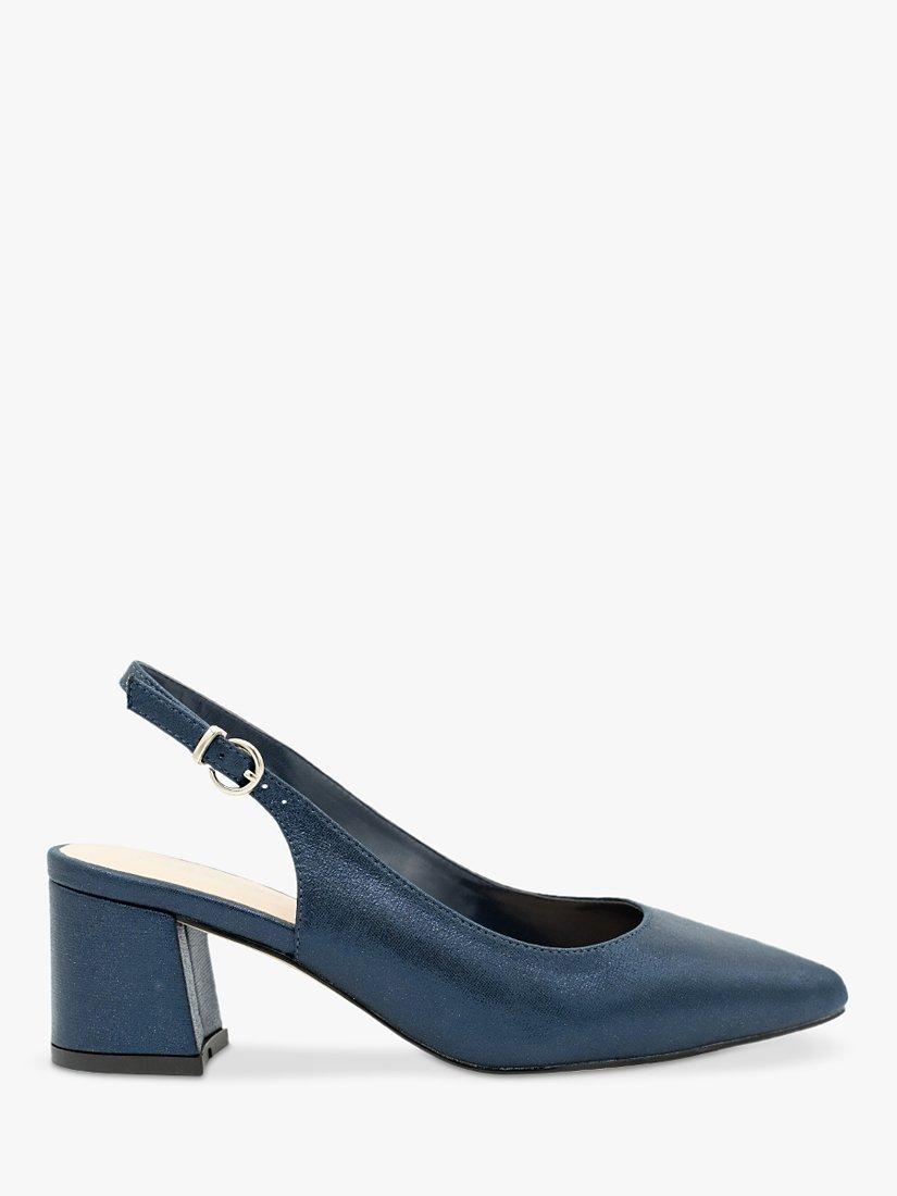 Paradox London Flynn Shimmer Wide Fit Slingback Heels, Navy, 3W