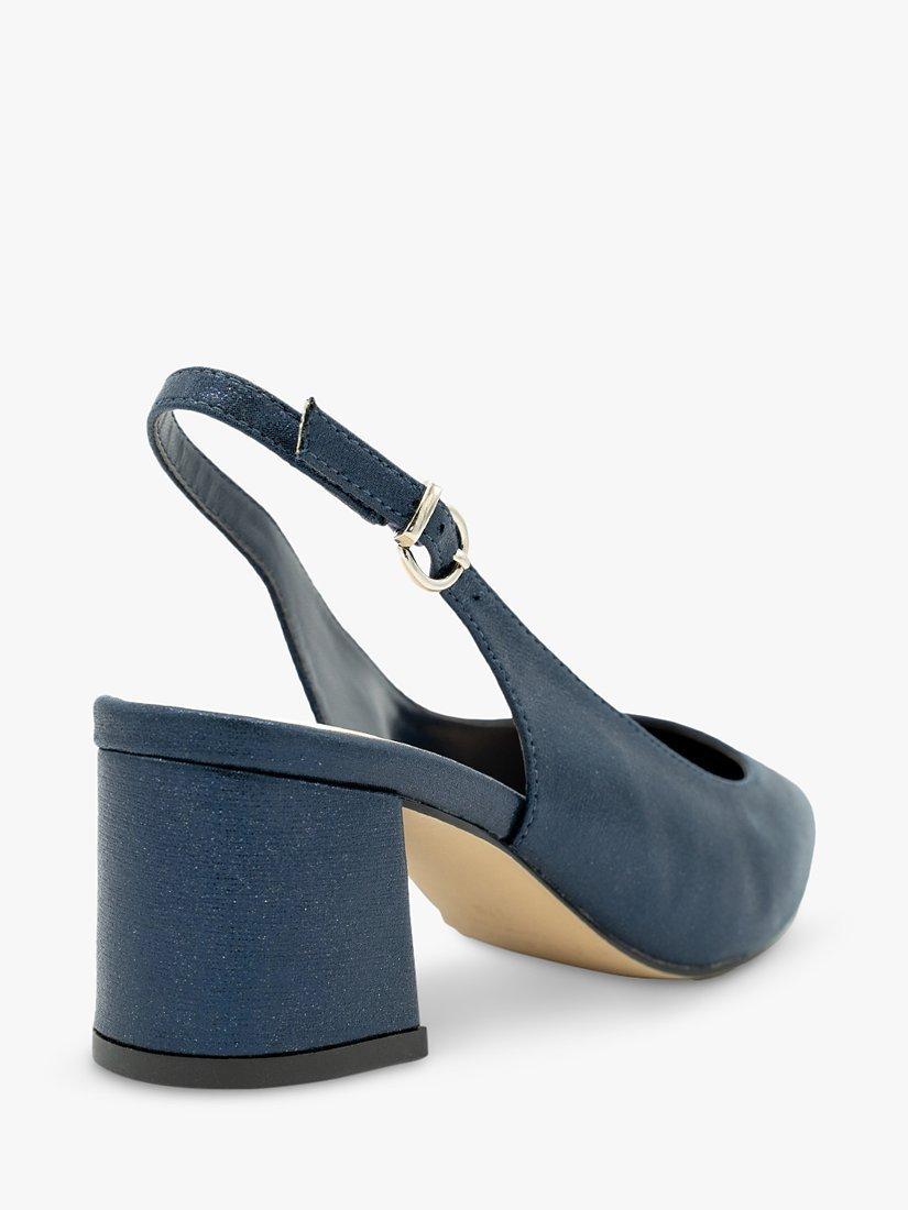 Paradox London Flynn Shimmer Wide Fit Slingback Heels, Navy, 3W