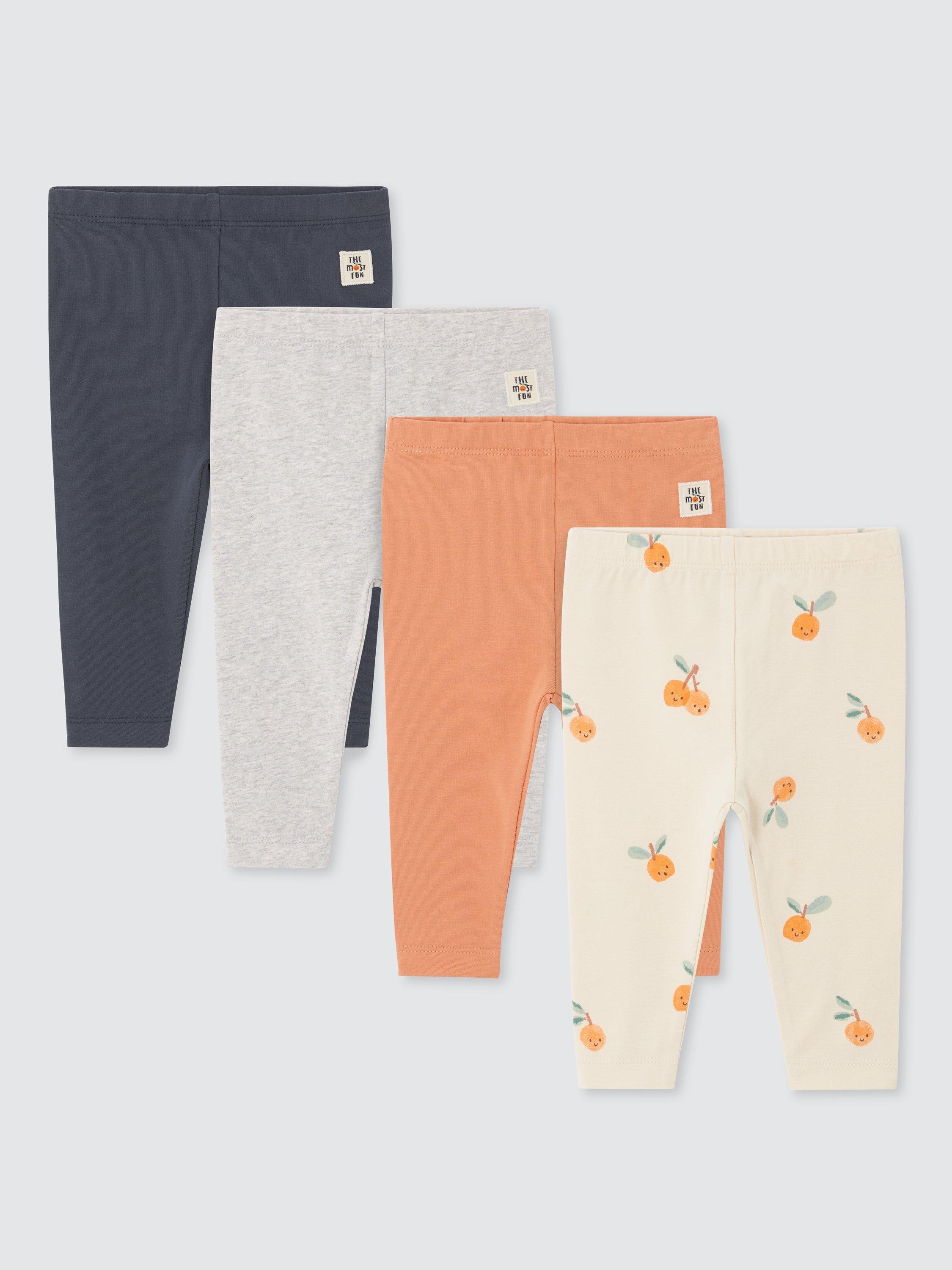 John Lewis Baby Orange Colour Mix Leggings, Pack of 4, Orange/Multi