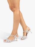 Paradox London Mirabel Shimmer Kitten Heel Sandals, Silver