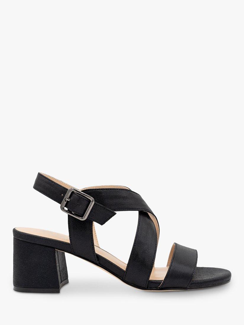 Product image 1 of 5, which shows Paradox London Ida Block Heel Strappy Sandals, Black, 3