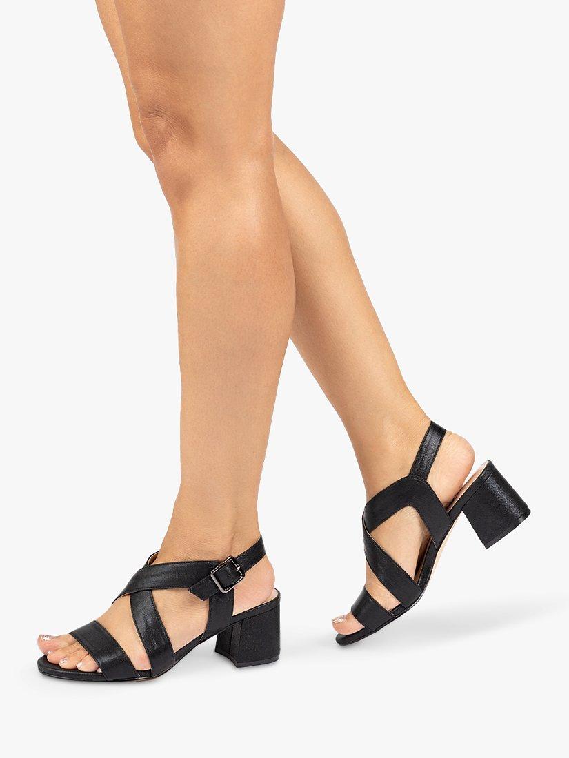 Product image 2 of 5, which shows Paradox London Ida Block Heel Strappy Sandals, Black, 3