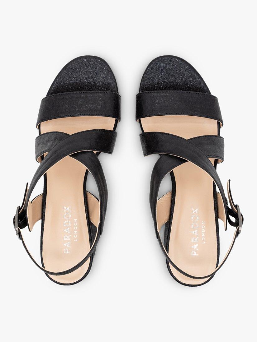 Product image 4 of 5, which shows Paradox London Ida Block Heel Strappy Sandals, Black, 3
