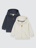 John Lewis Baby Zip Hoodie, Set of 2, Navy/Neutrals