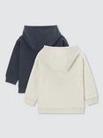 John Lewis Baby Zip Hoodie, Set of 2, Navy/Neutrals