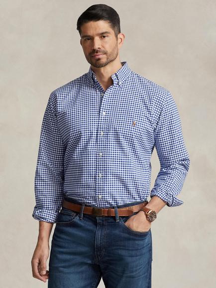 Polo Ralph Lauren Big & Tall Gingham Oxford Shirt, Blu/W Gingham