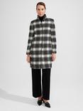 Hobbs Dani Wool Blend Check Coat, Black/Ivory