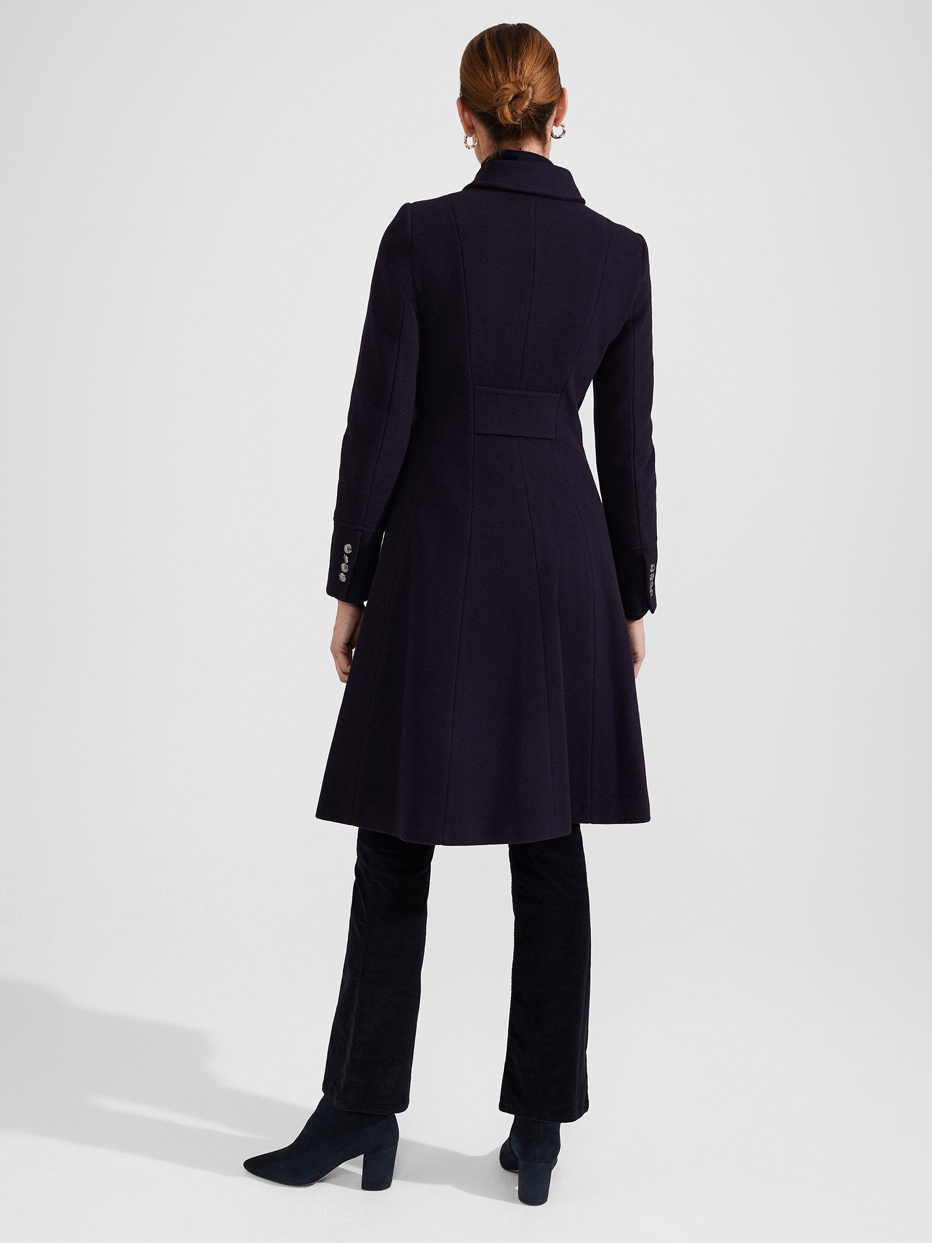 Hobbs Clarisse Wool and Cashmere Blend Coat Navy