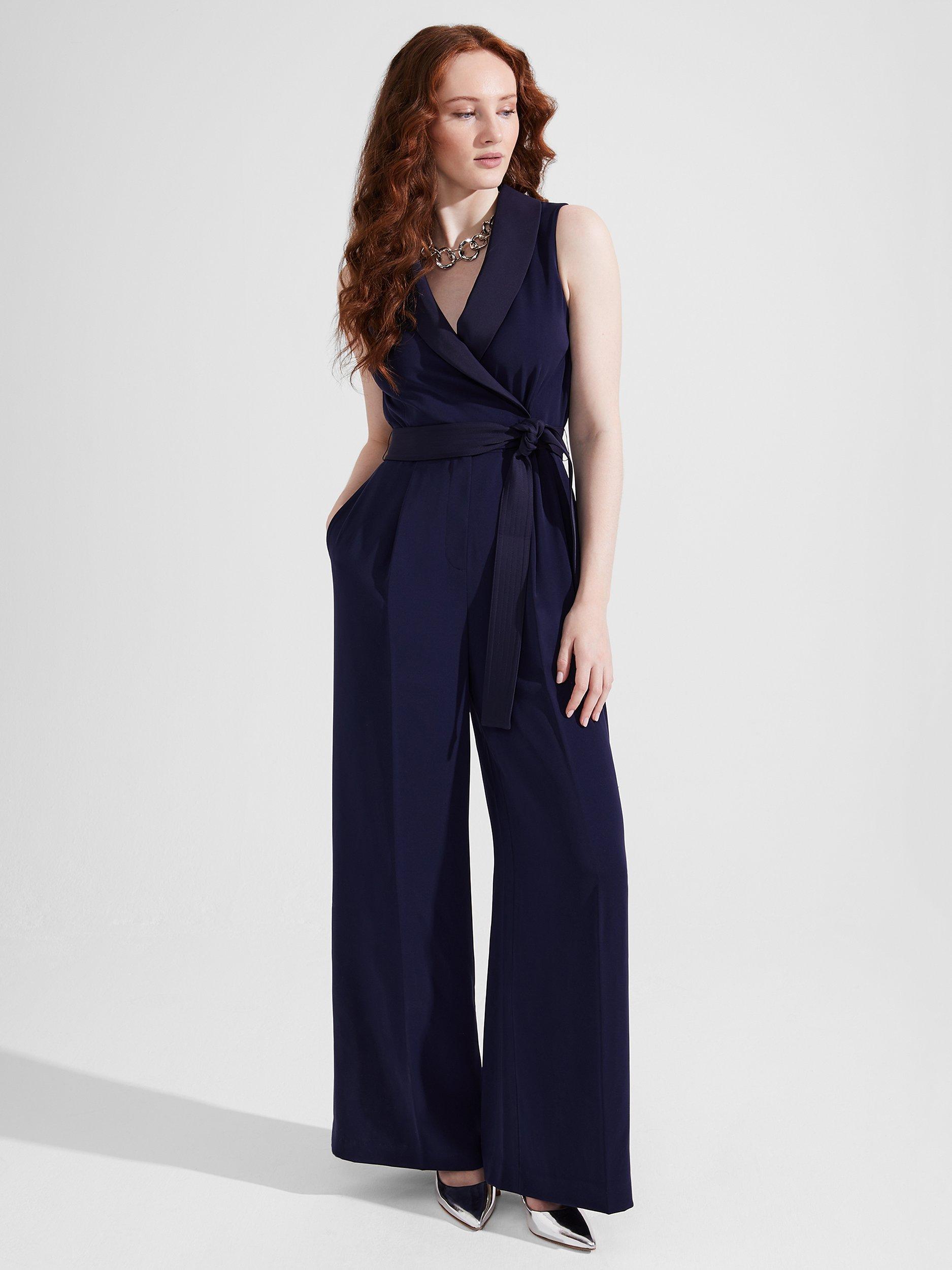 Hobbs Maia Wide Leg Wrap Jumpsuit Midnight Blue