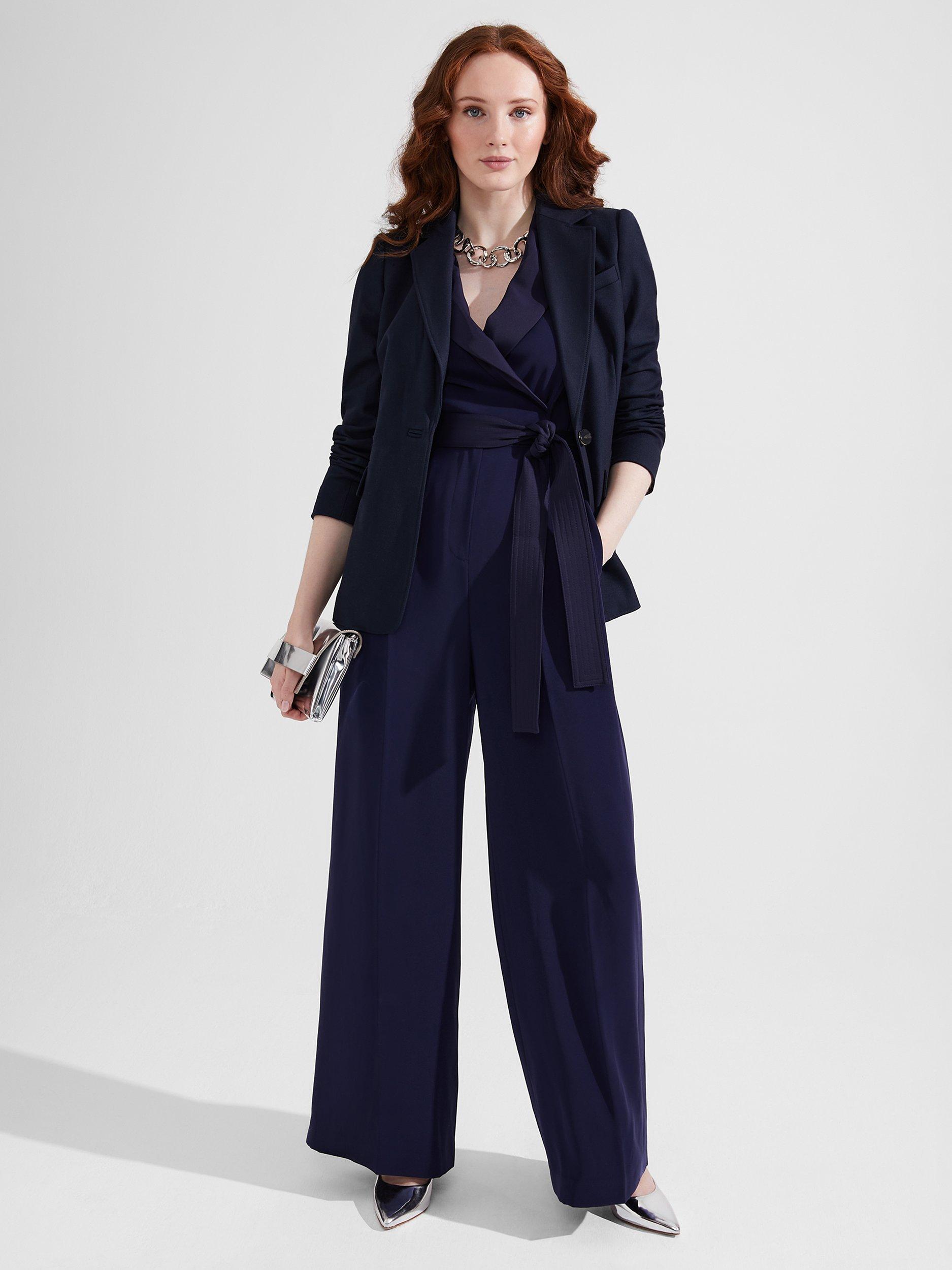 Hobbs Maia Wide Leg Wrap Jumpsuit Midnight Blue