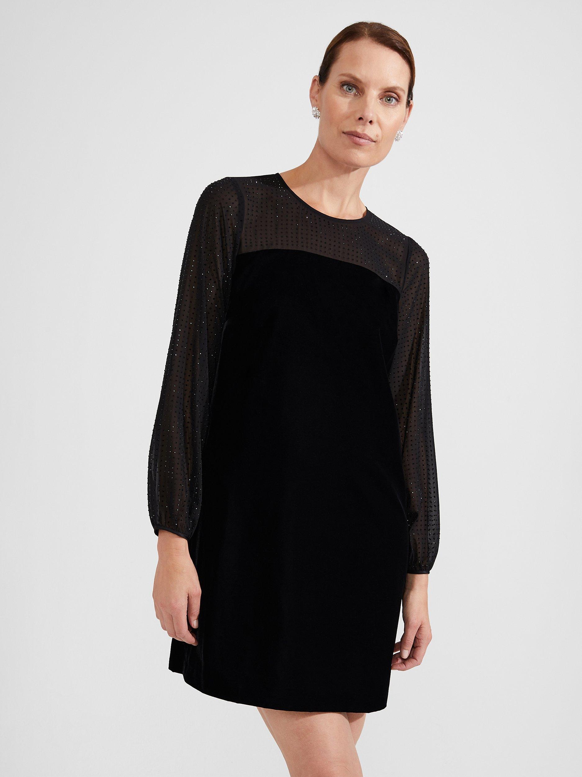 Hobbs Zariah Velvet Mini Dress, Black