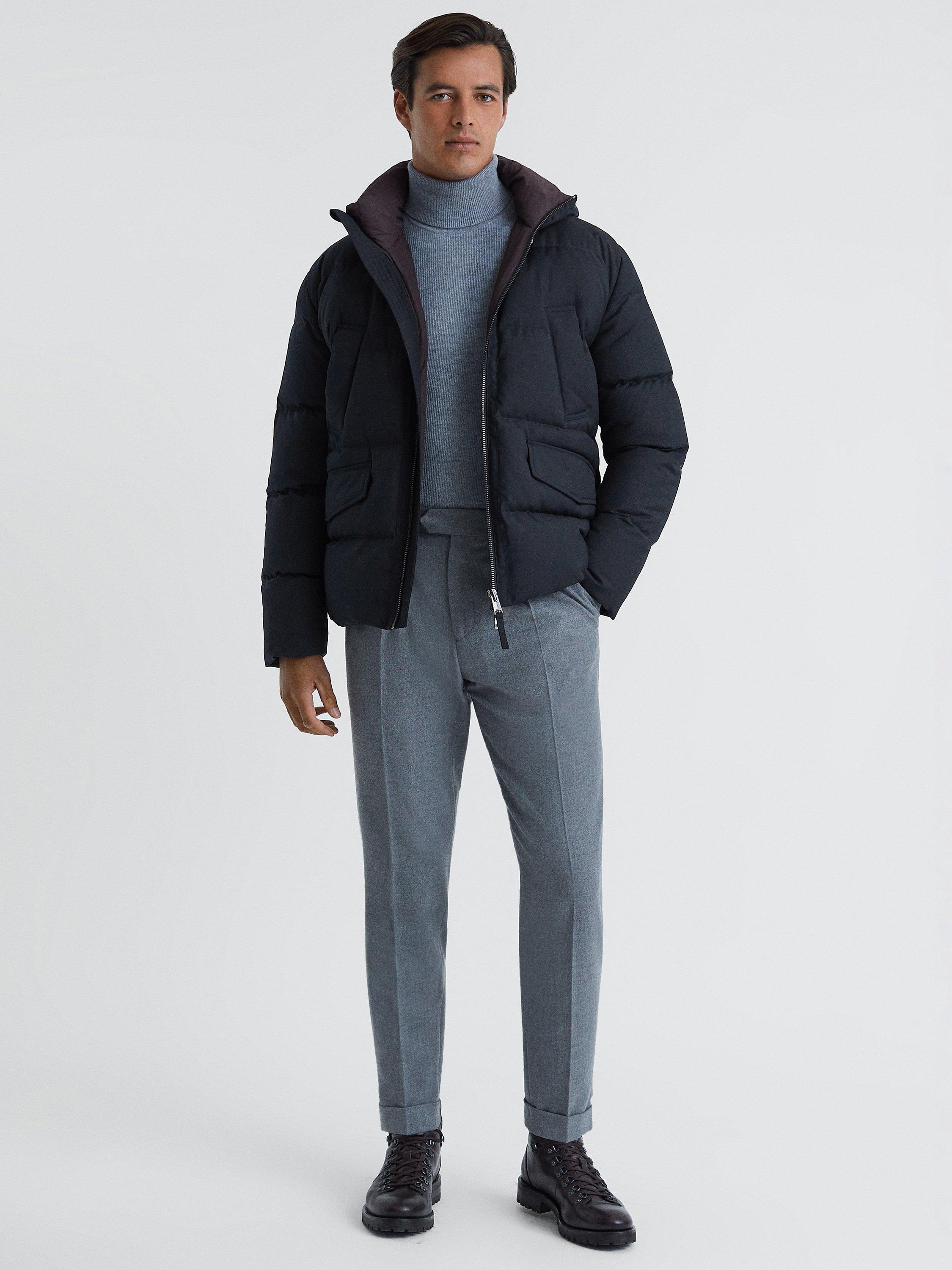 Reiss Ronic Mid Length Puffer Jacket, Navy