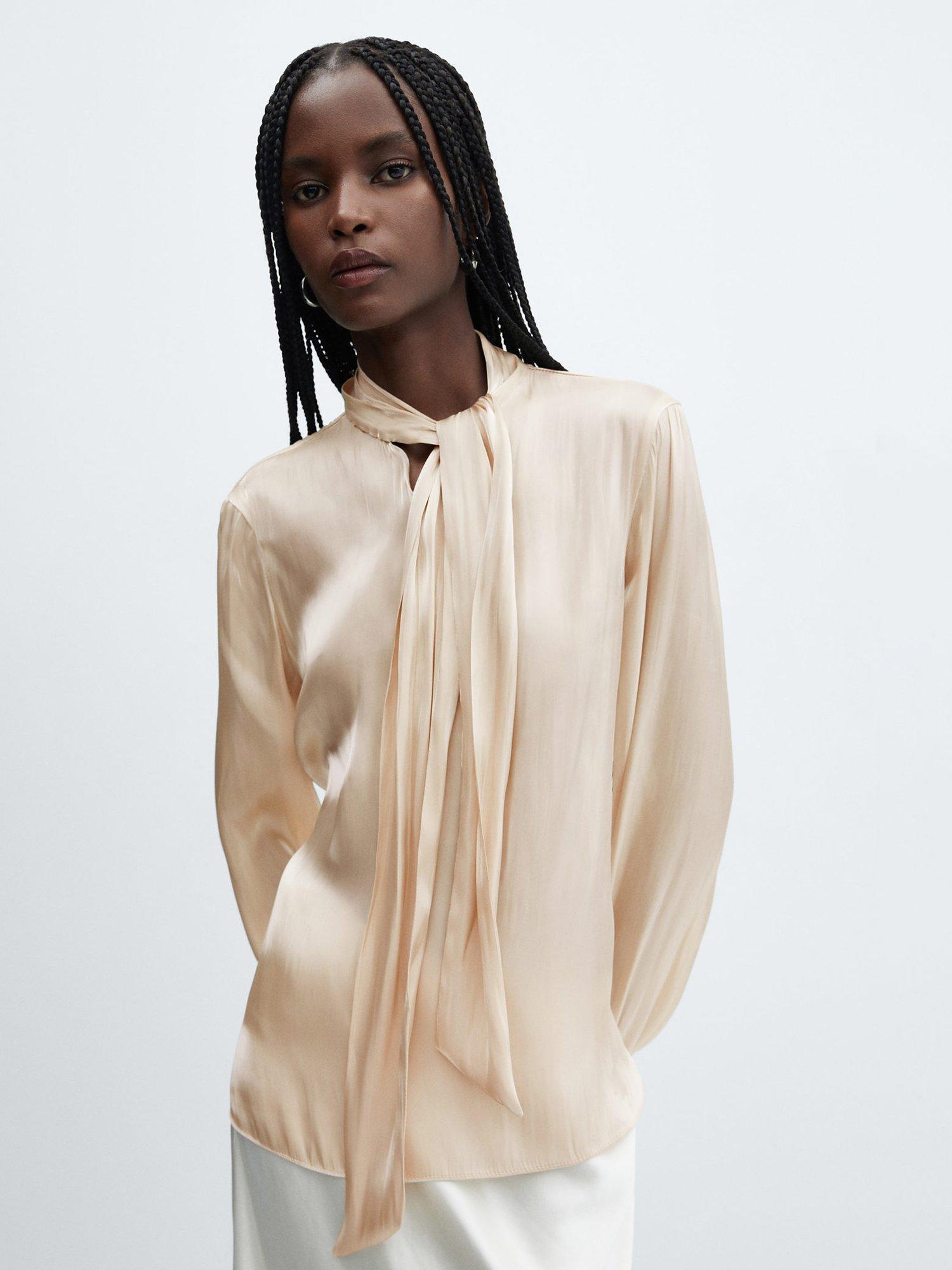 Mango Tie Detail Blouse, Gold