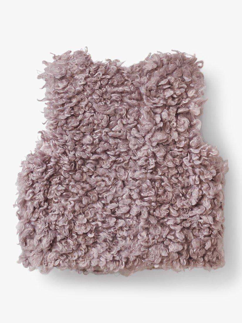Product image 2 of 4, which shows Stych Kids' Shaggy Round Neck Gilet, Pink, 3-4 years
