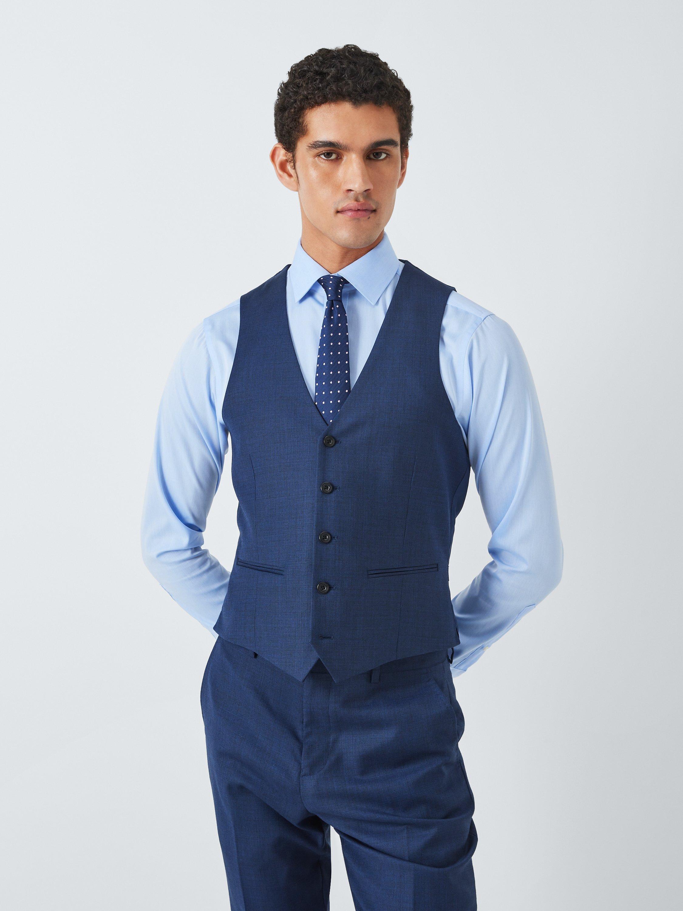 John Lewis Clarendon Wool Regular Suit Waistcoat, Royal Blue, 38 R