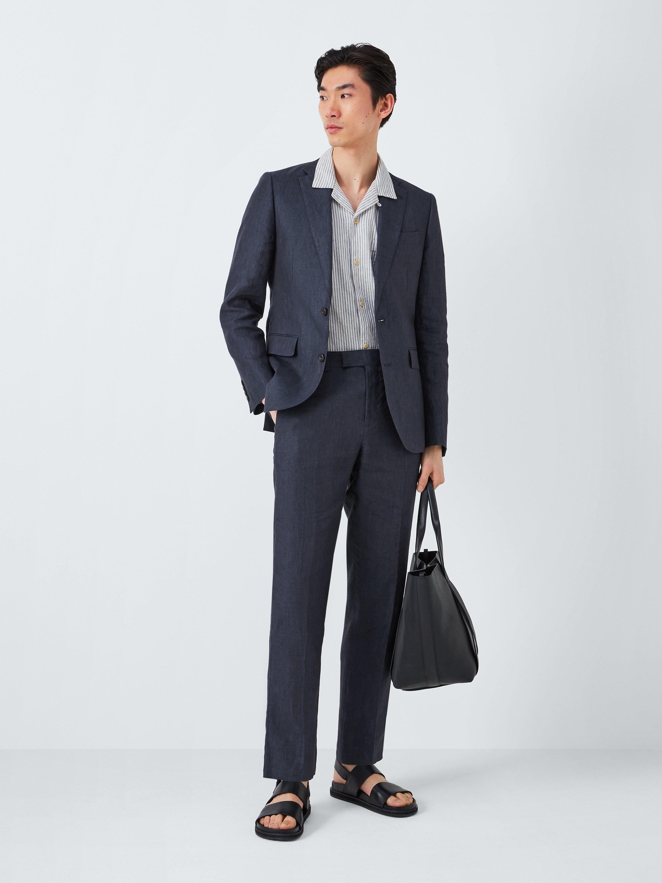 John Lewis Cambridge Linen Single Breasted Regular Fit Suit Jacket, Navy, 42S