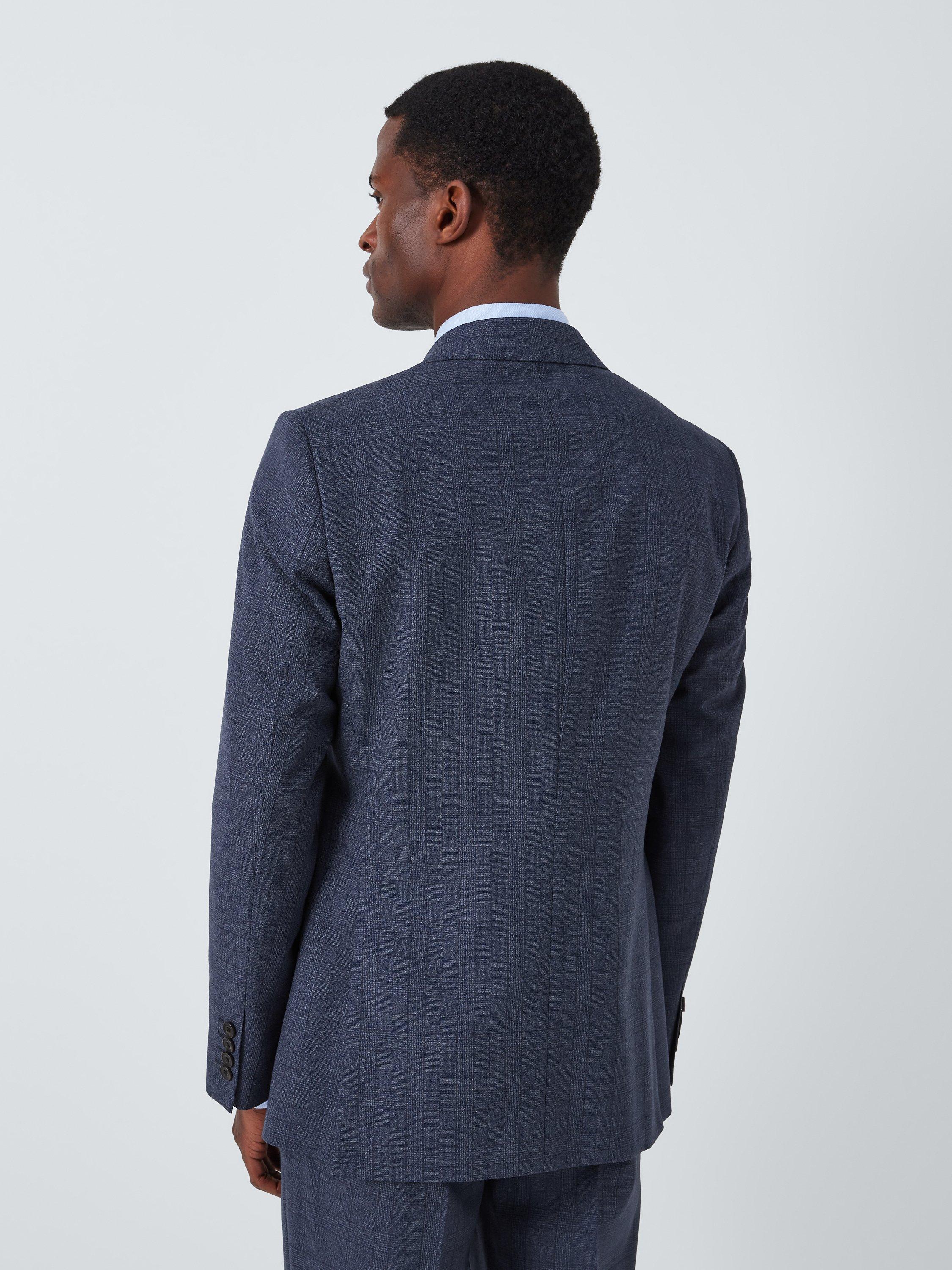 John Lewis Culford Regular Fit Check Wool Suit Jacket, Navy, 40R