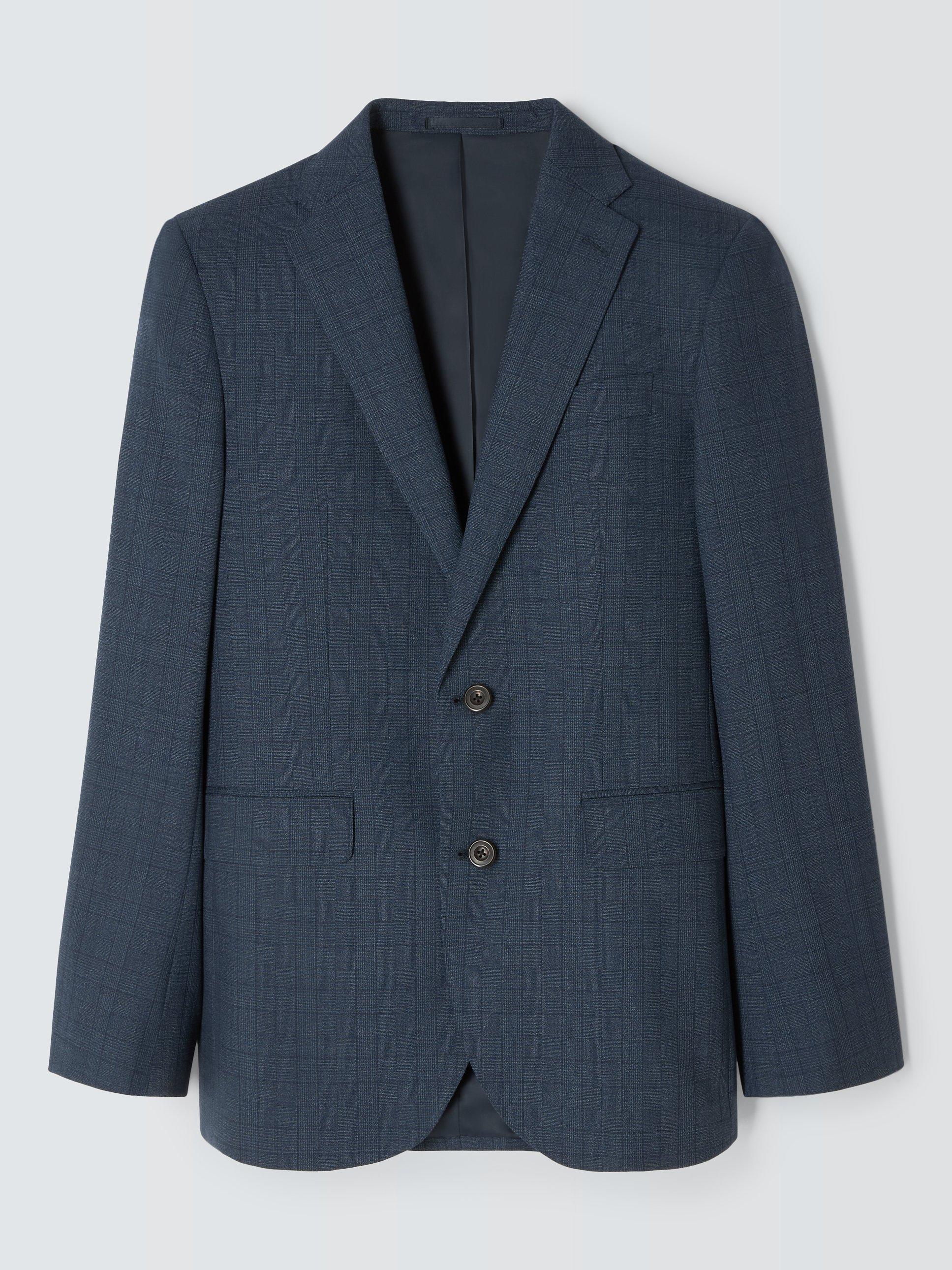 Product image 4 of 7, which shows John Lewis Culford Regular Fit Check Wool Suit Jacket, Navy, 40L