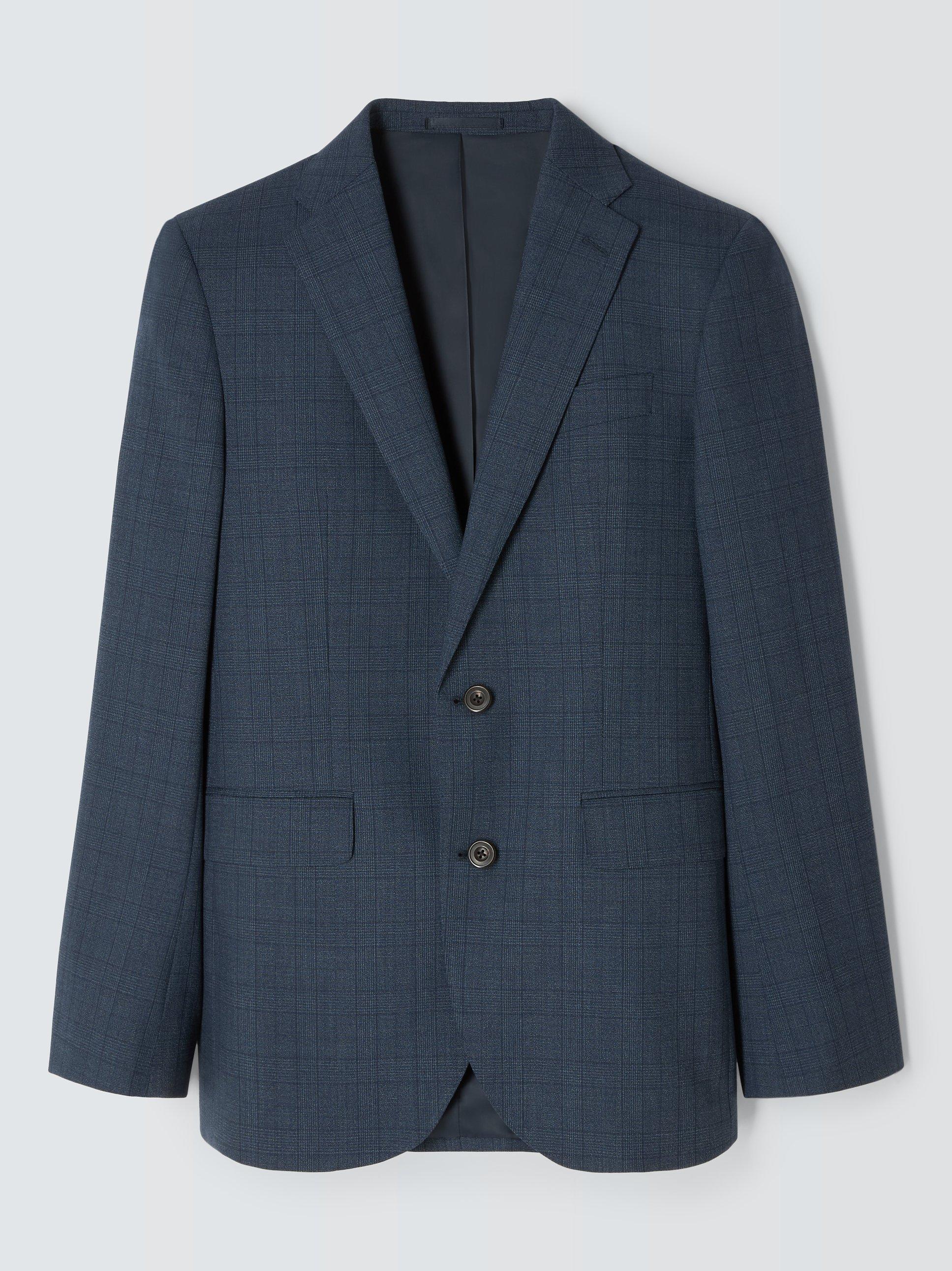 John Lewis Culford Regular Fit Check Wool Suit Jacket, Navy, 40R