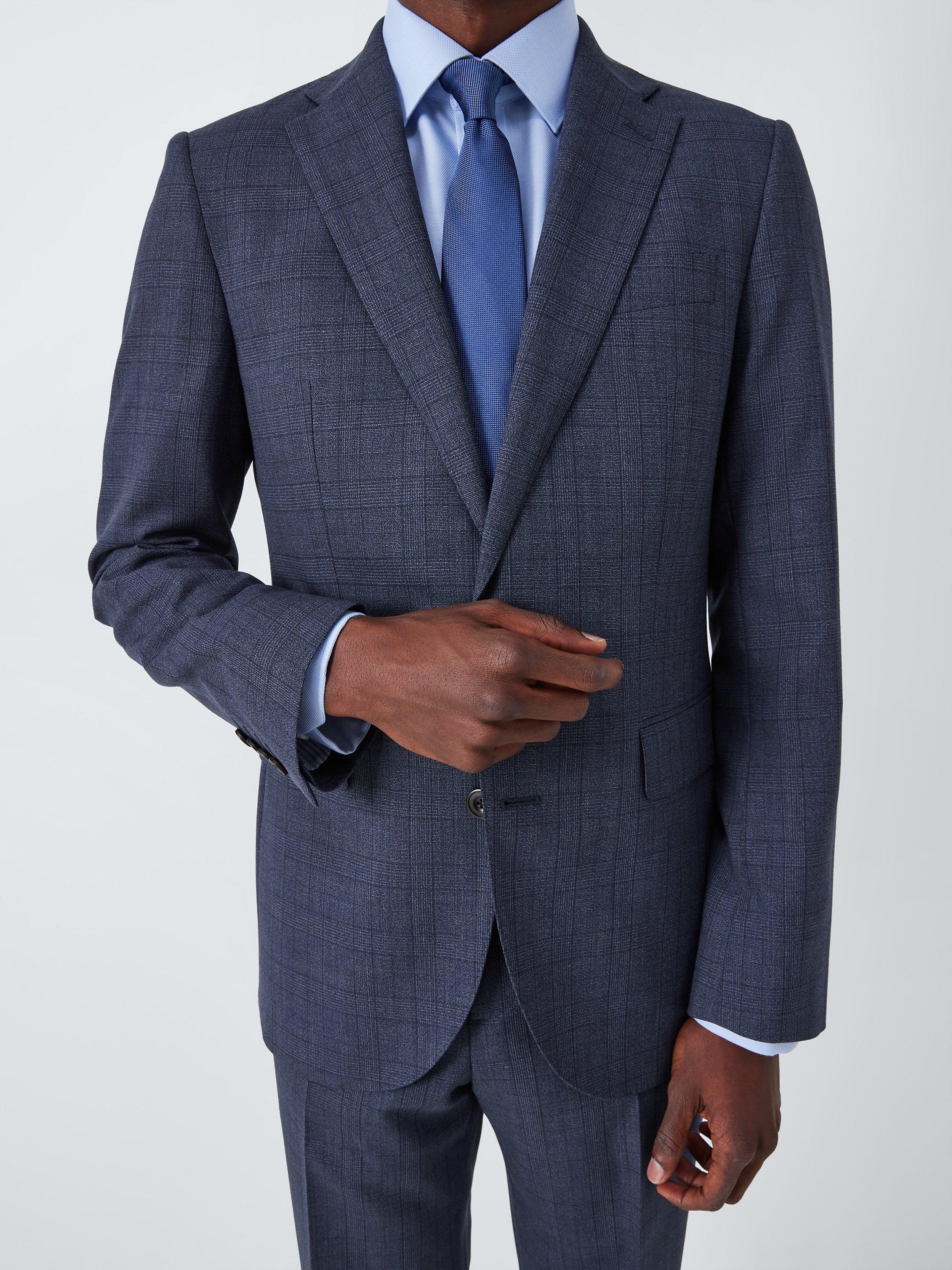 Product image 6 of 7, which shows John Lewis Culford Regular Fit Check Wool Suit Jacket, Navy, 40L
