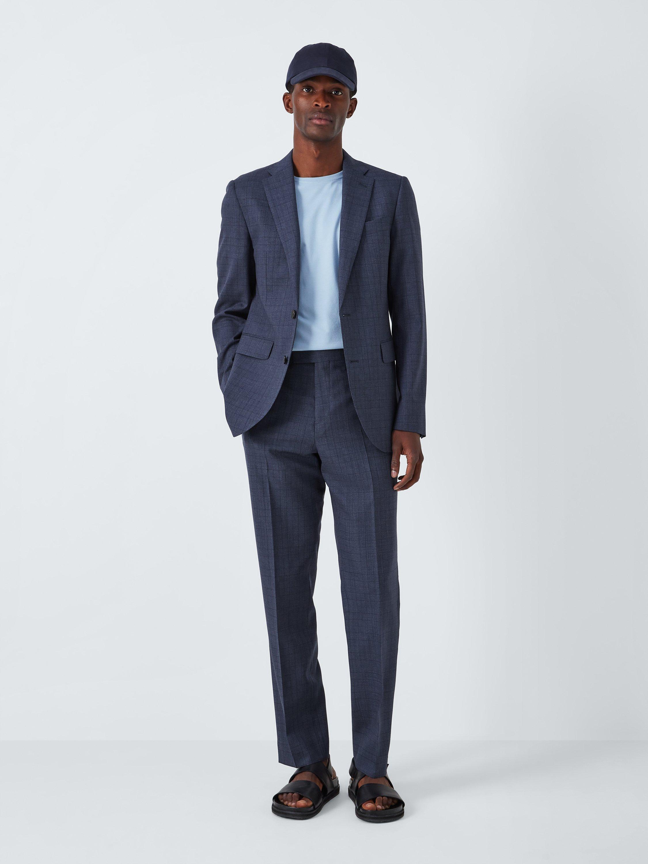 Product image 7 of 7, which shows John Lewis Culford Regular Fit Check Wool Suit Jacket, Navy, 40L