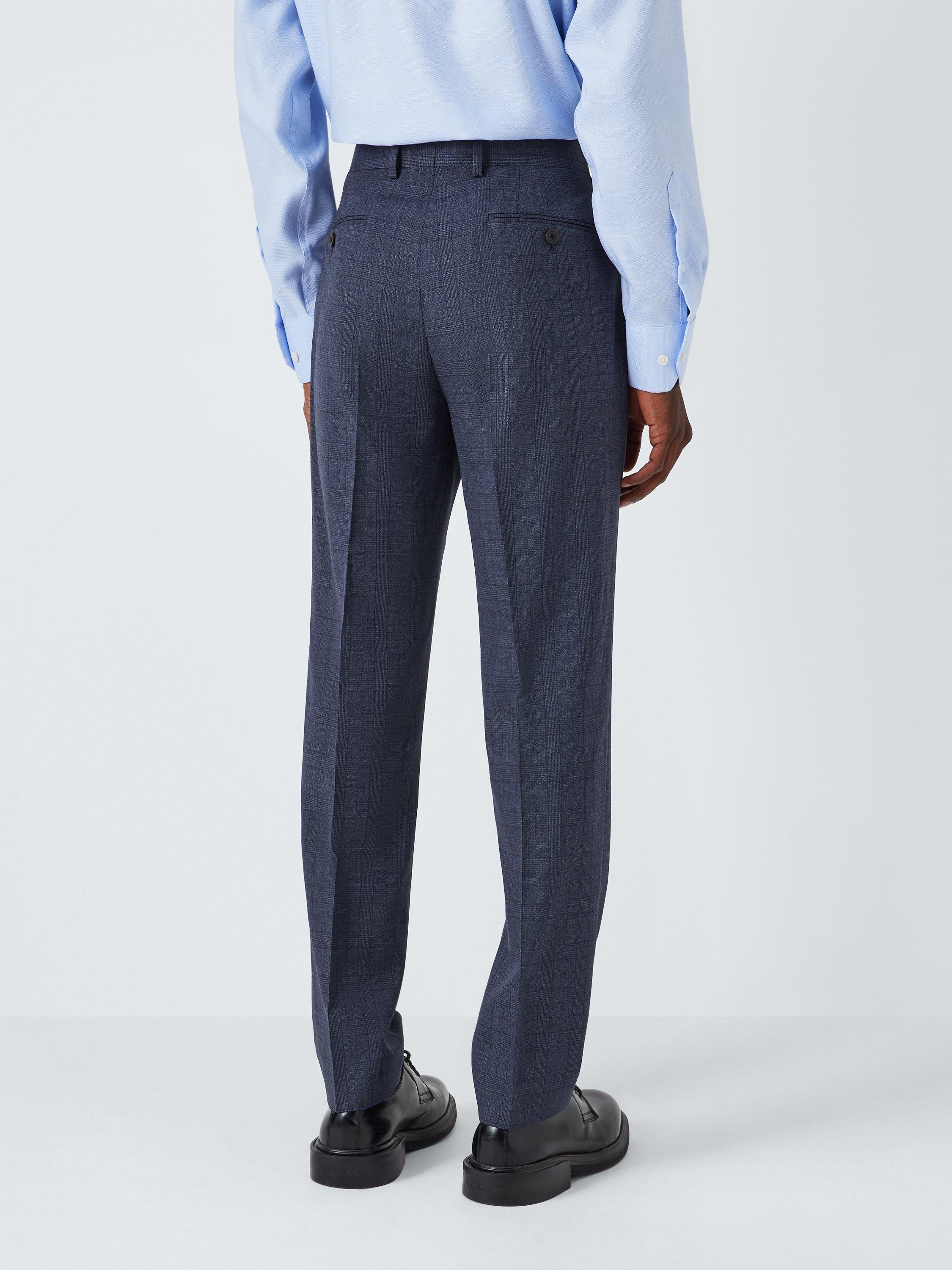 Product image 2 of 8, which shows John Lewis Culford Regular Fit Check Wool Suit Trousers, Navy, 36L