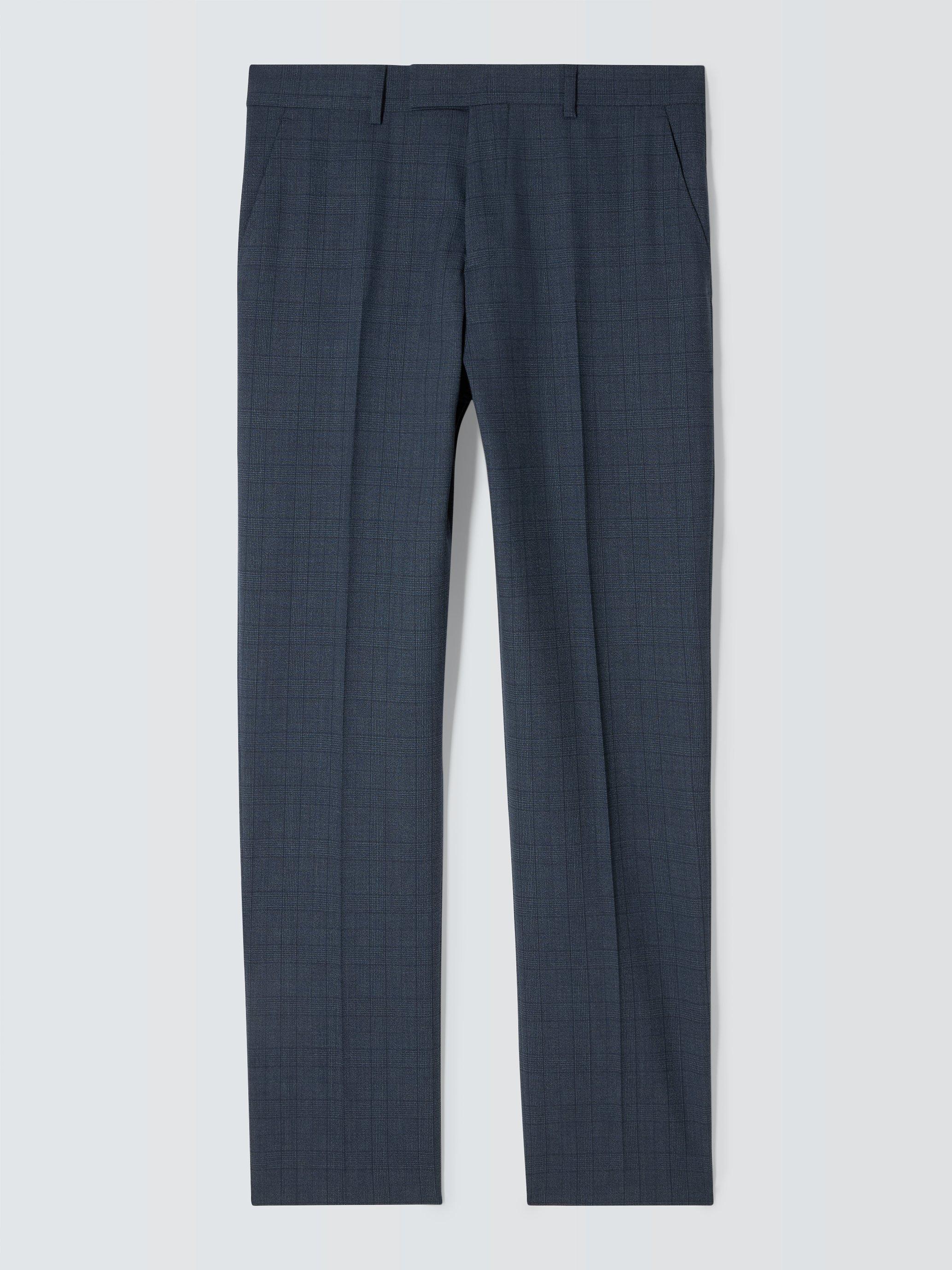 Product image 4 of 8, which shows John Lewis Culford Regular Fit Check Wool Suit Trousers, Navy, 36L