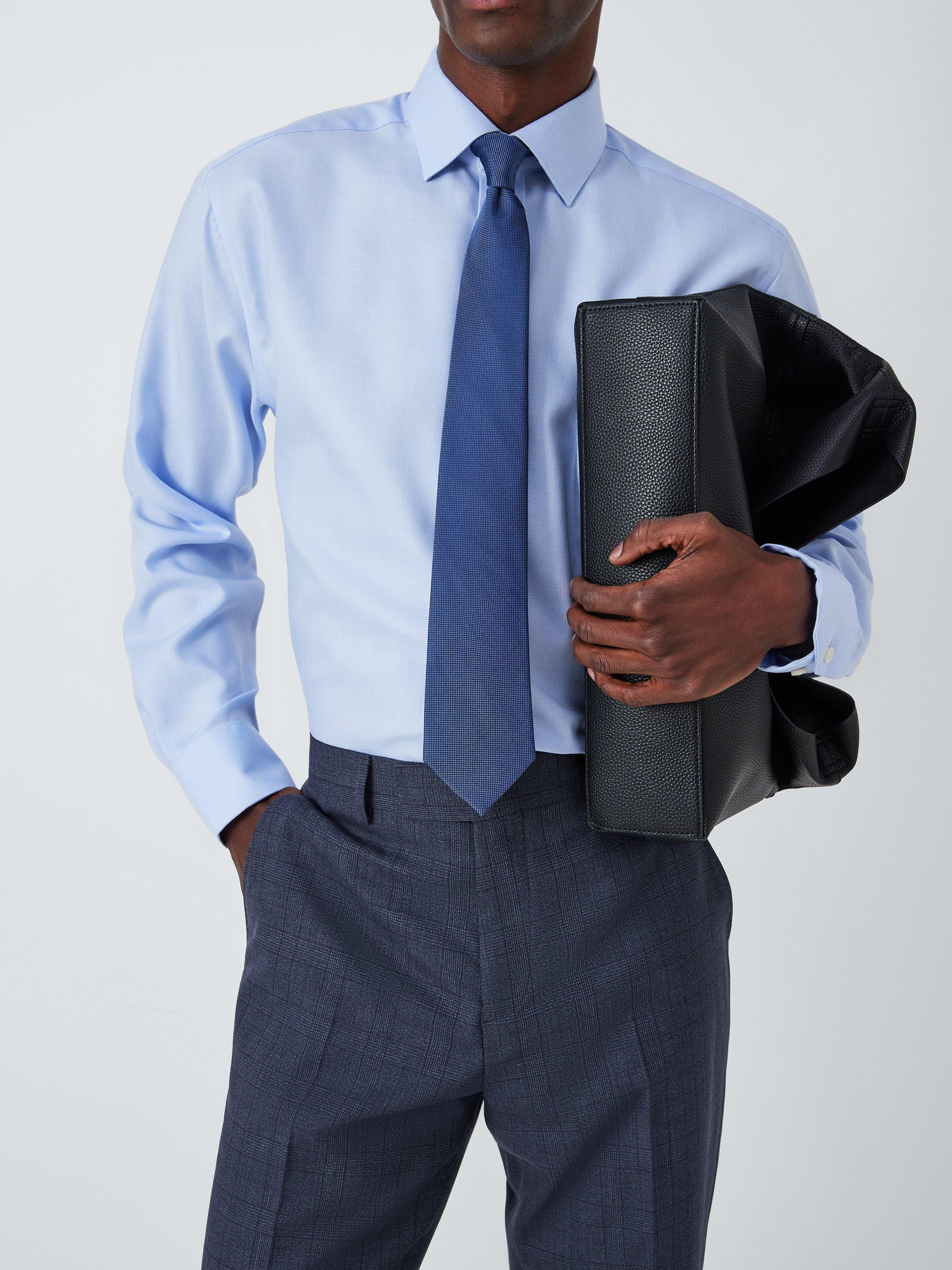 Product image 5 of 8, which shows John Lewis Culford Regular Fit Check Wool Suit Trousers, Navy, 36L