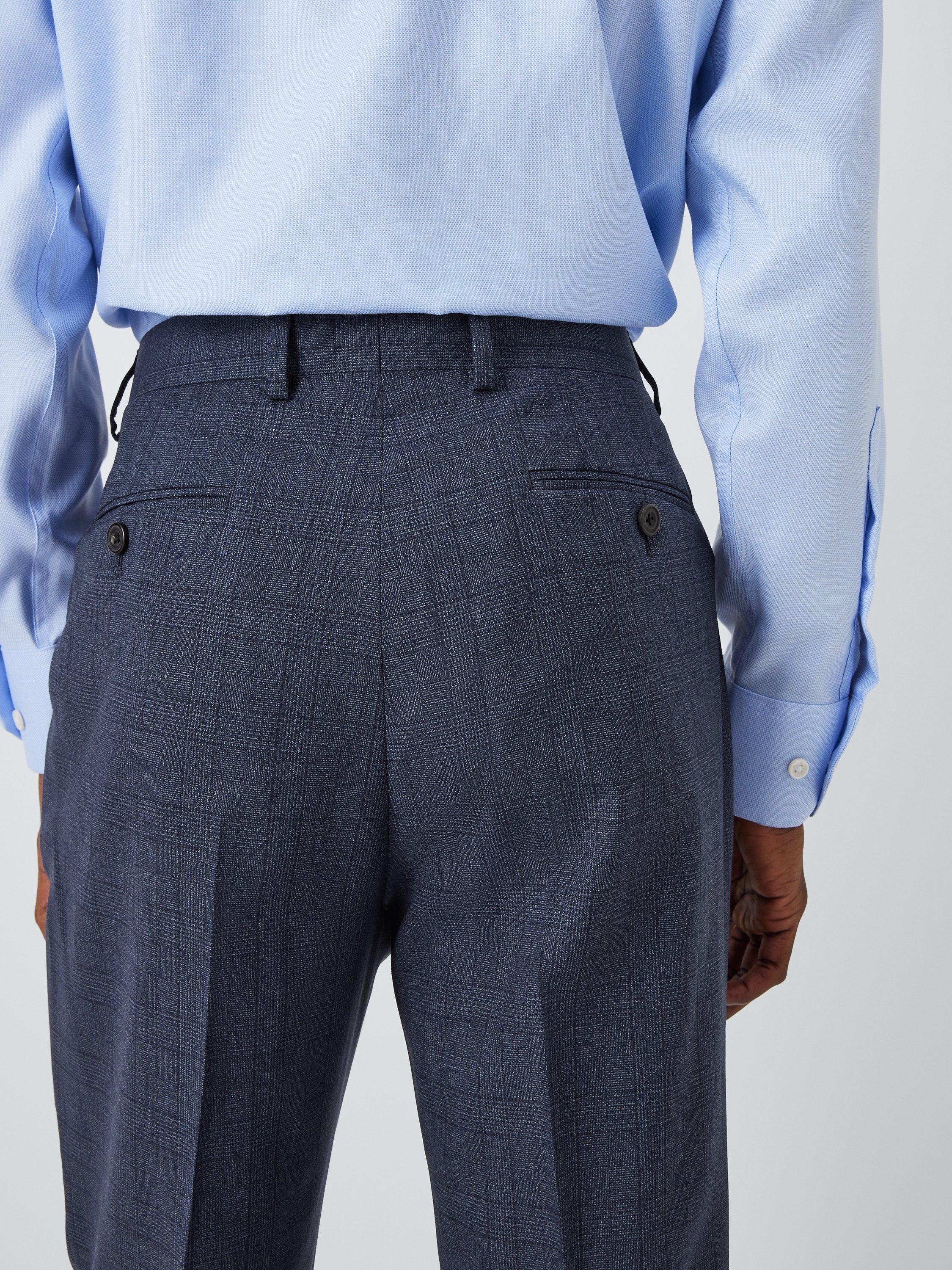 Product image 6 of 8, which shows John Lewis Culford Regular Fit Check Wool Suit Trousers, Navy, 36L