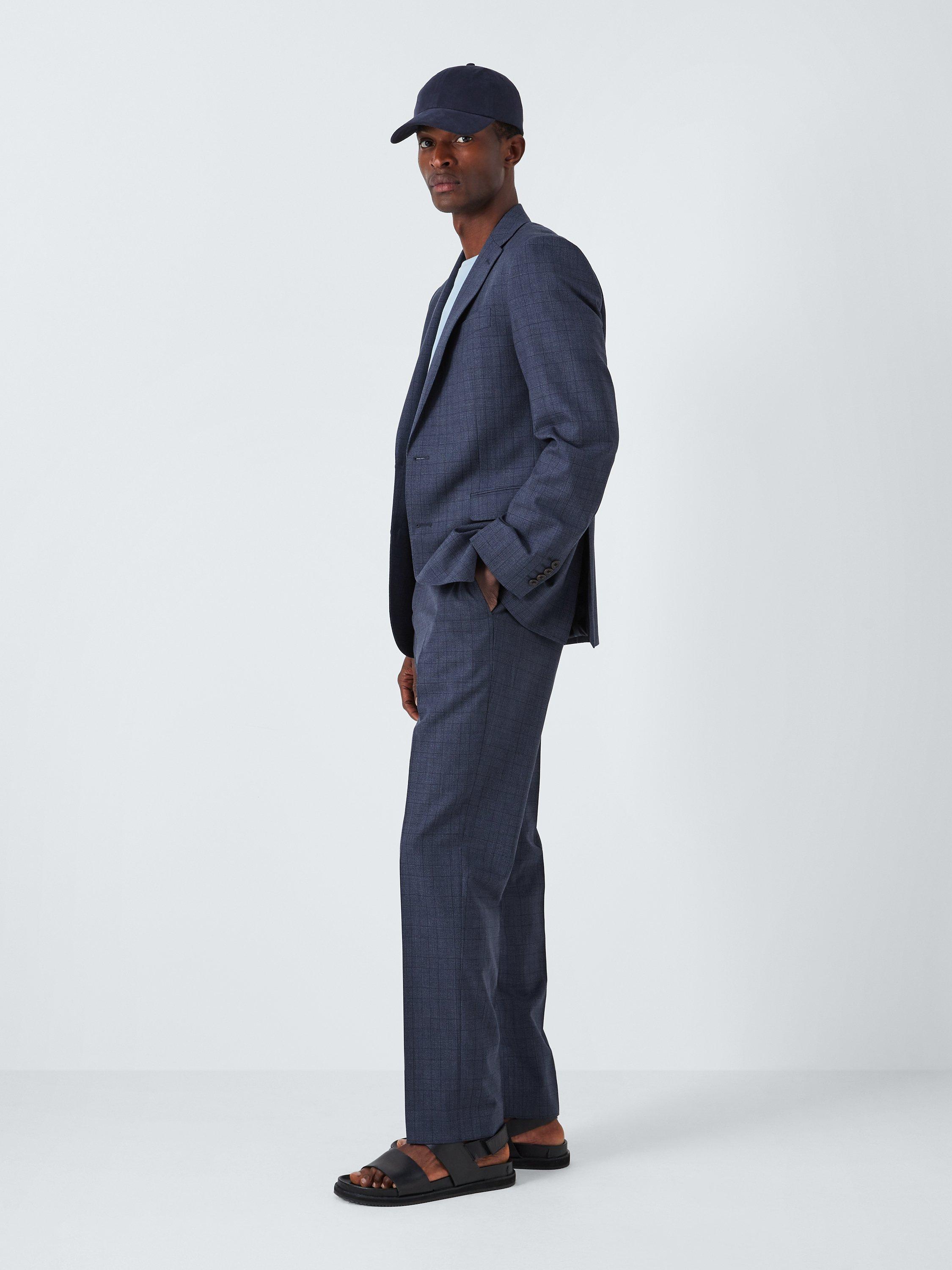 Product image 7 of 8, which shows John Lewis Culford Regular Fit Check Wool Suit Trousers, Navy, 36L