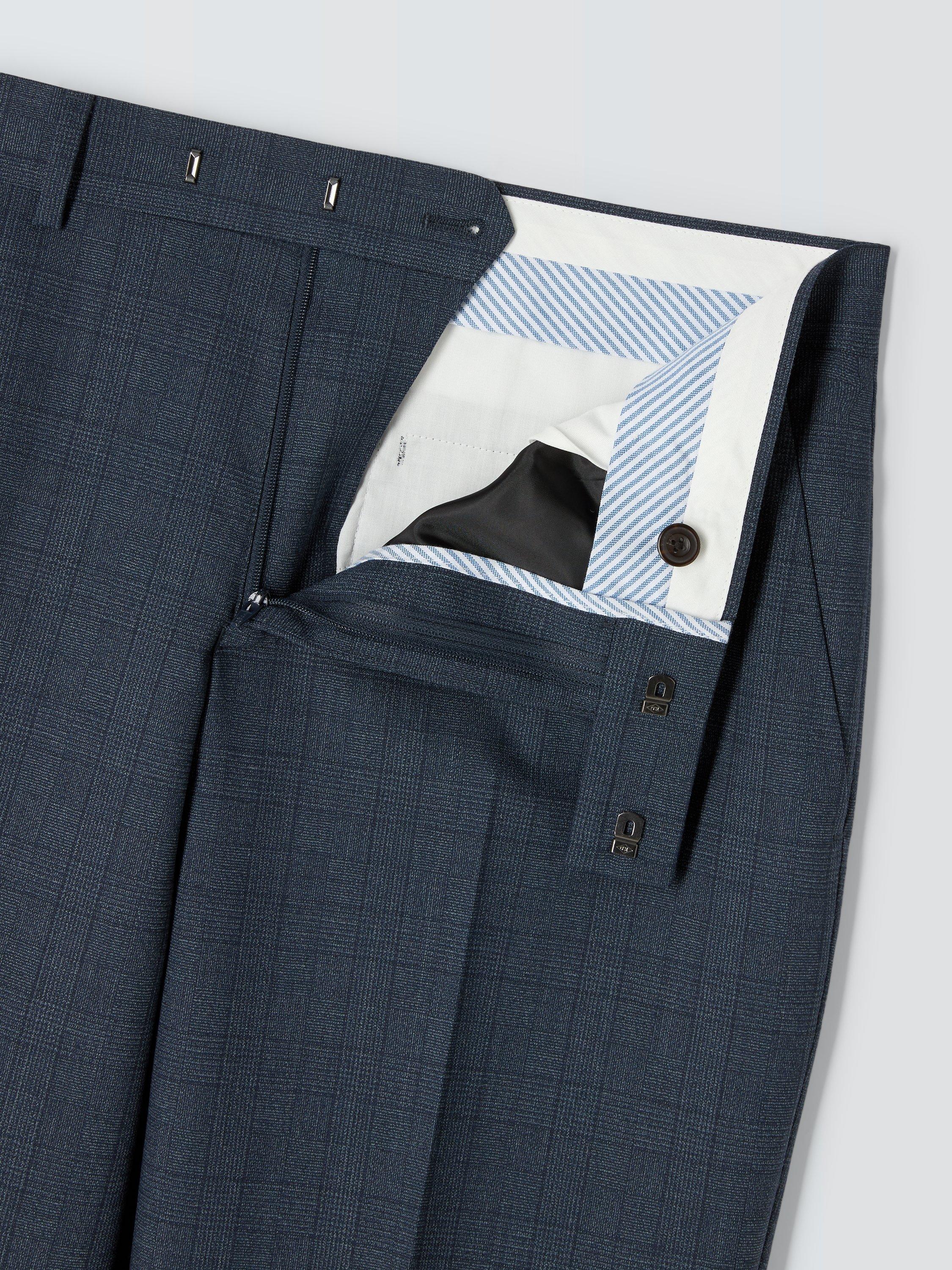 Product image 8 of 8, which shows John Lewis Culford Regular Fit Check Wool Suit Trousers, Navy, 36L
