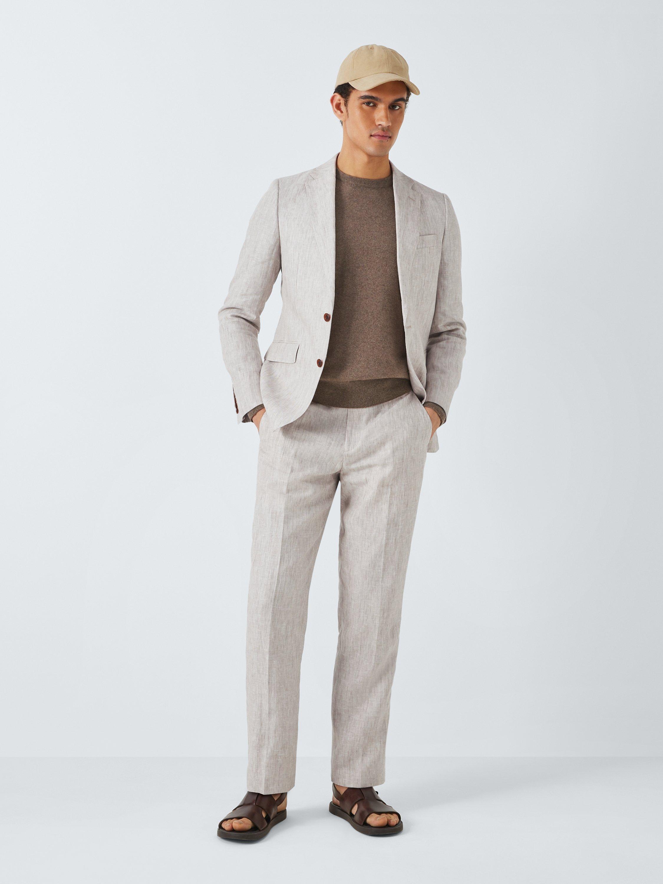 Product image 7 of 8, which shows John Lewis Cambridge Linen Single Breasted Regular Fit Suit Jacket, Stone, 50R
