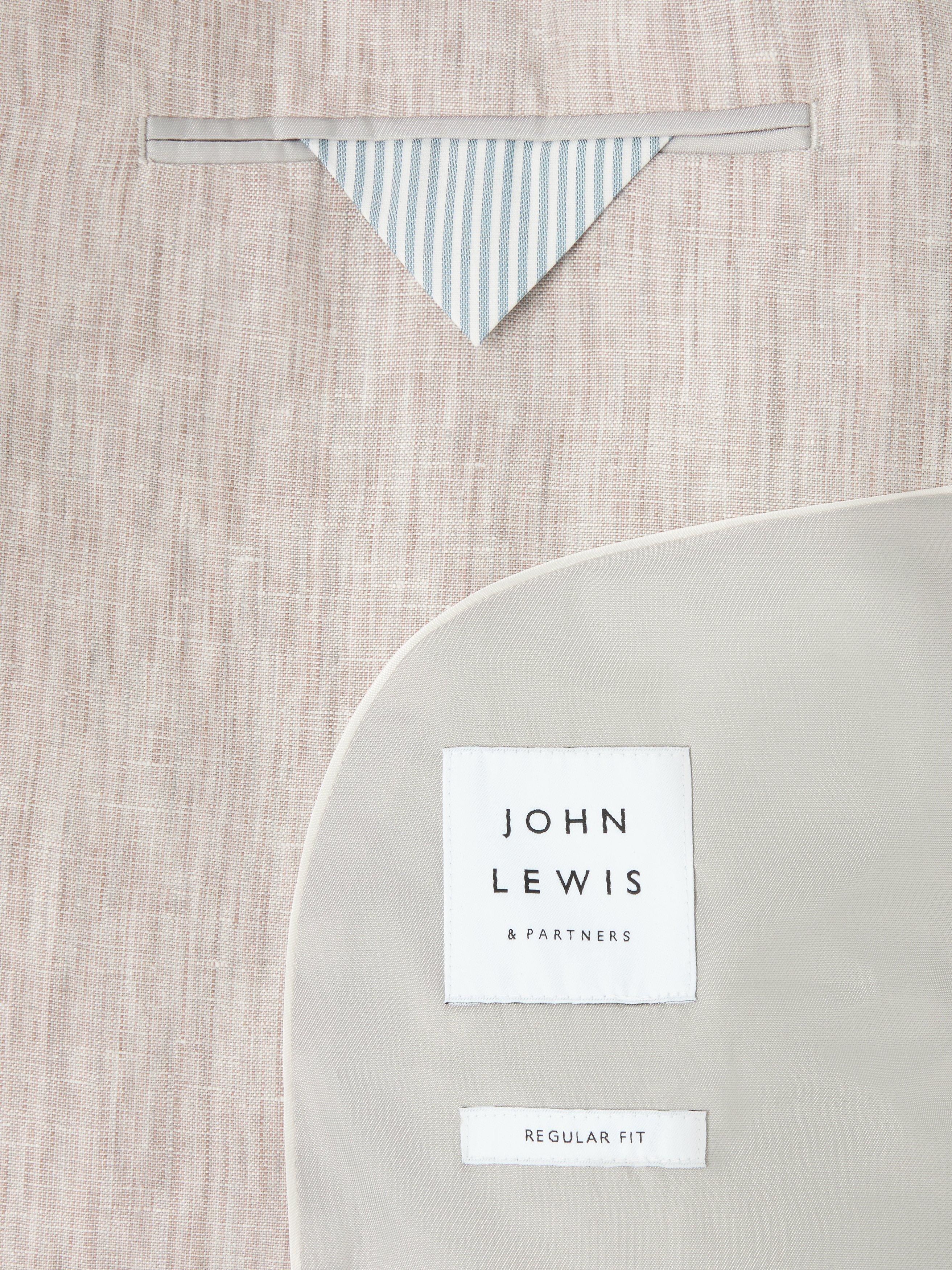 Product image 8 of 8, which shows John Lewis Cambridge Linen Single Breasted Regular Fit Suit Jacket, Stone, 50R