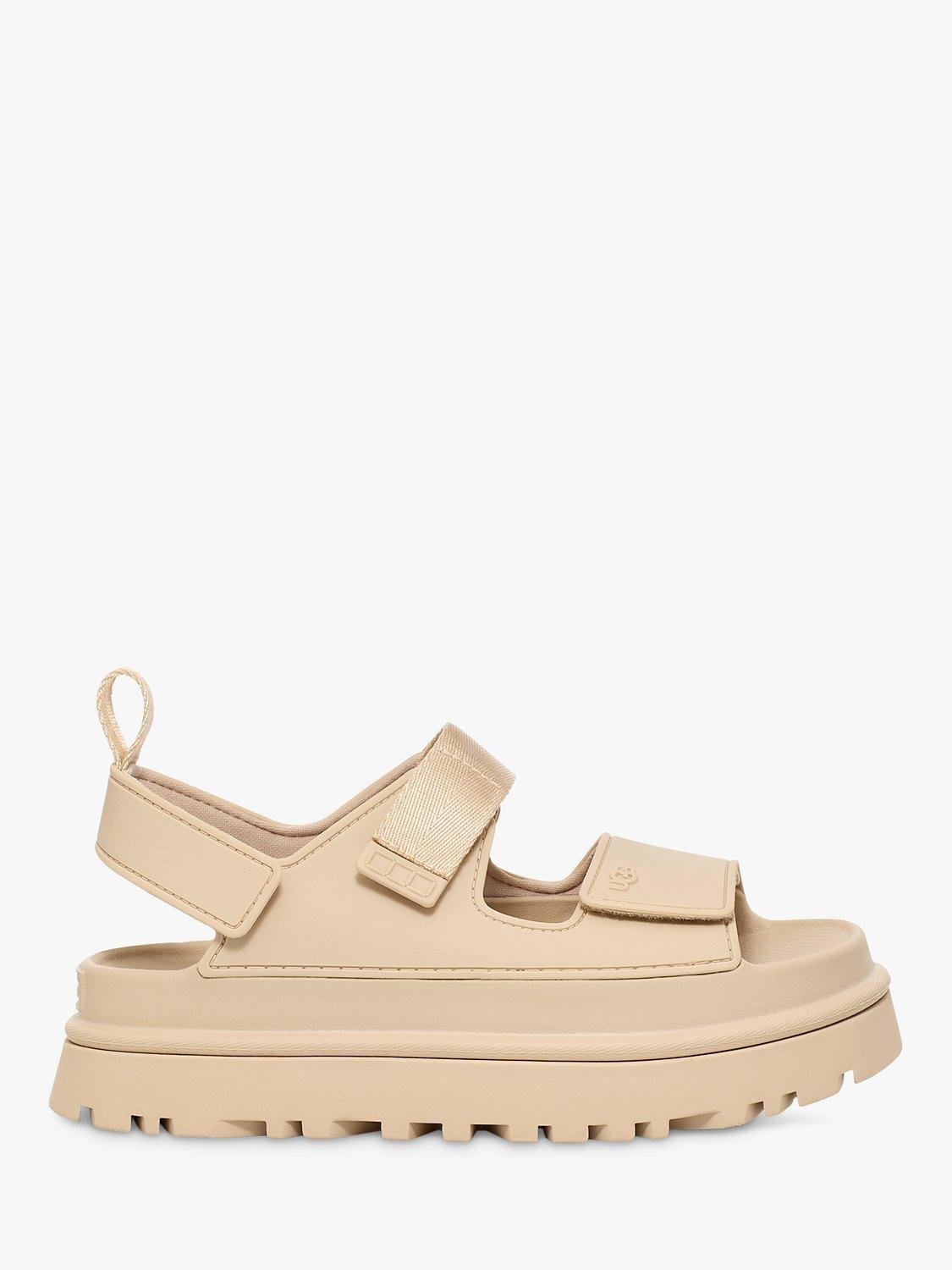 Product image 1 of 6, which shows UGG Goldenglow Velcro Strap Flatform Sandals, Seasalt, 3