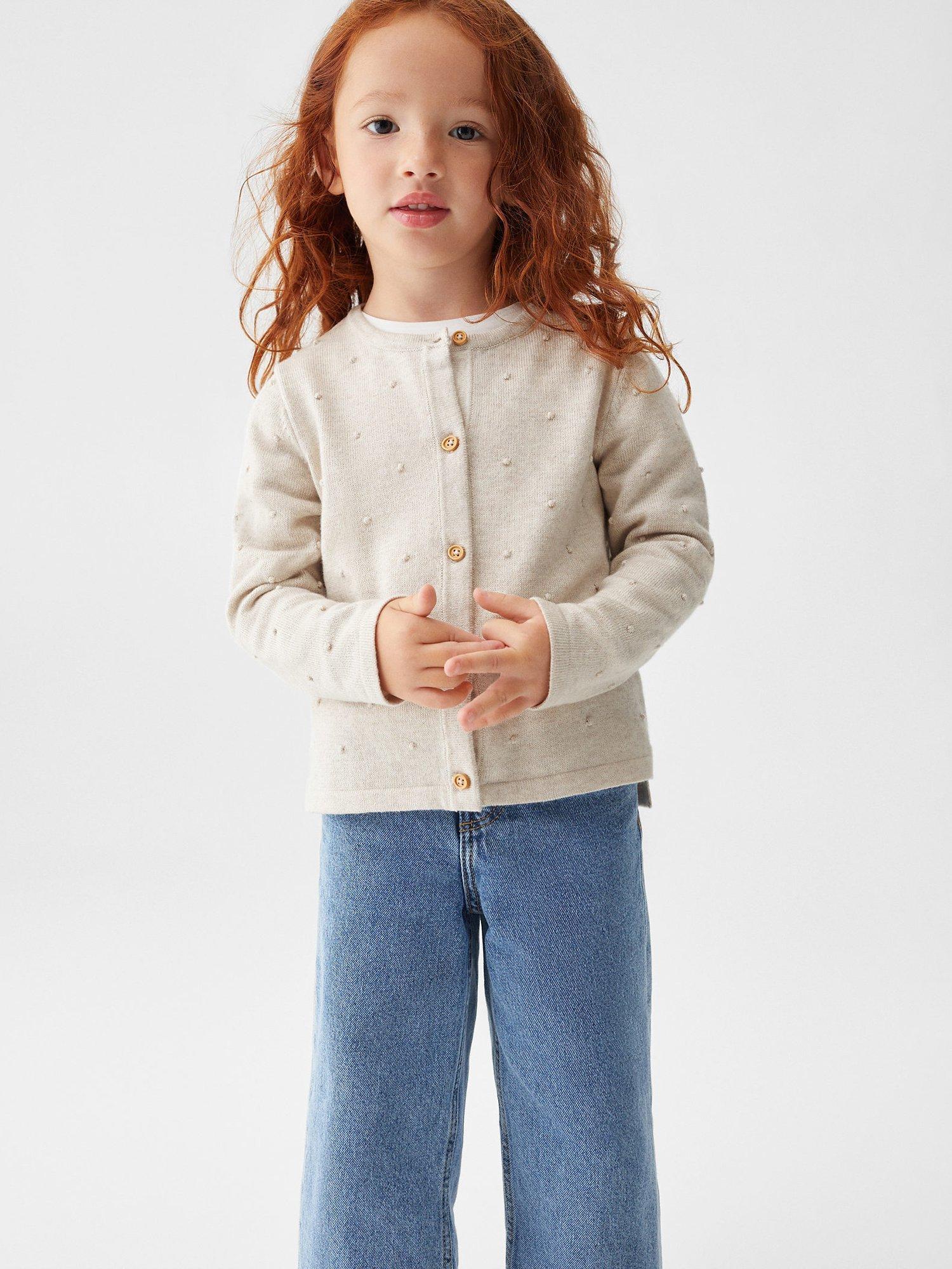 Mango Kids' Nala Cardigan, Lt Pastel Brown, 9-12 months