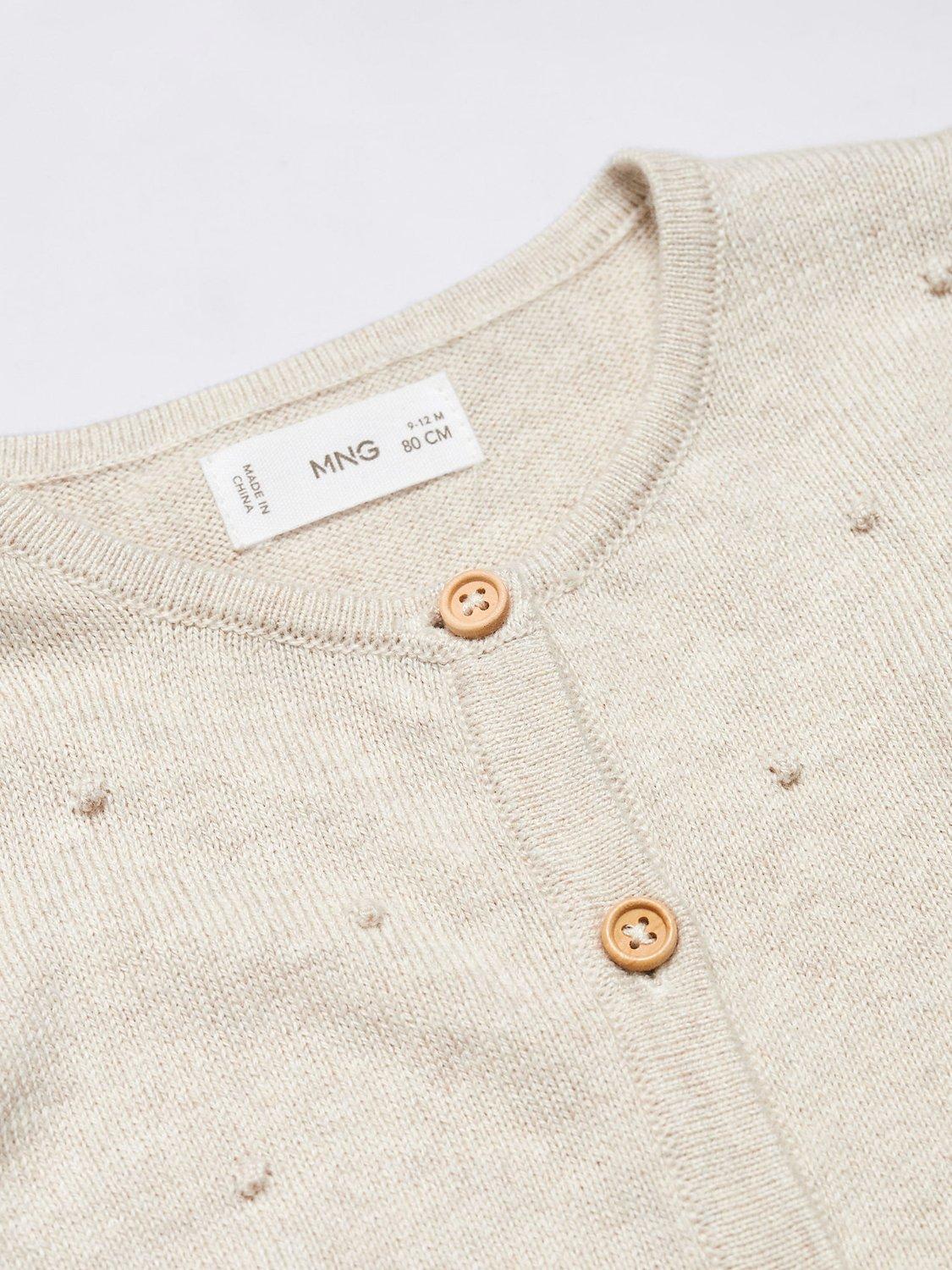 Mango Kids' Nala Cardigan, Lt Pastel Brown, 9-12 months