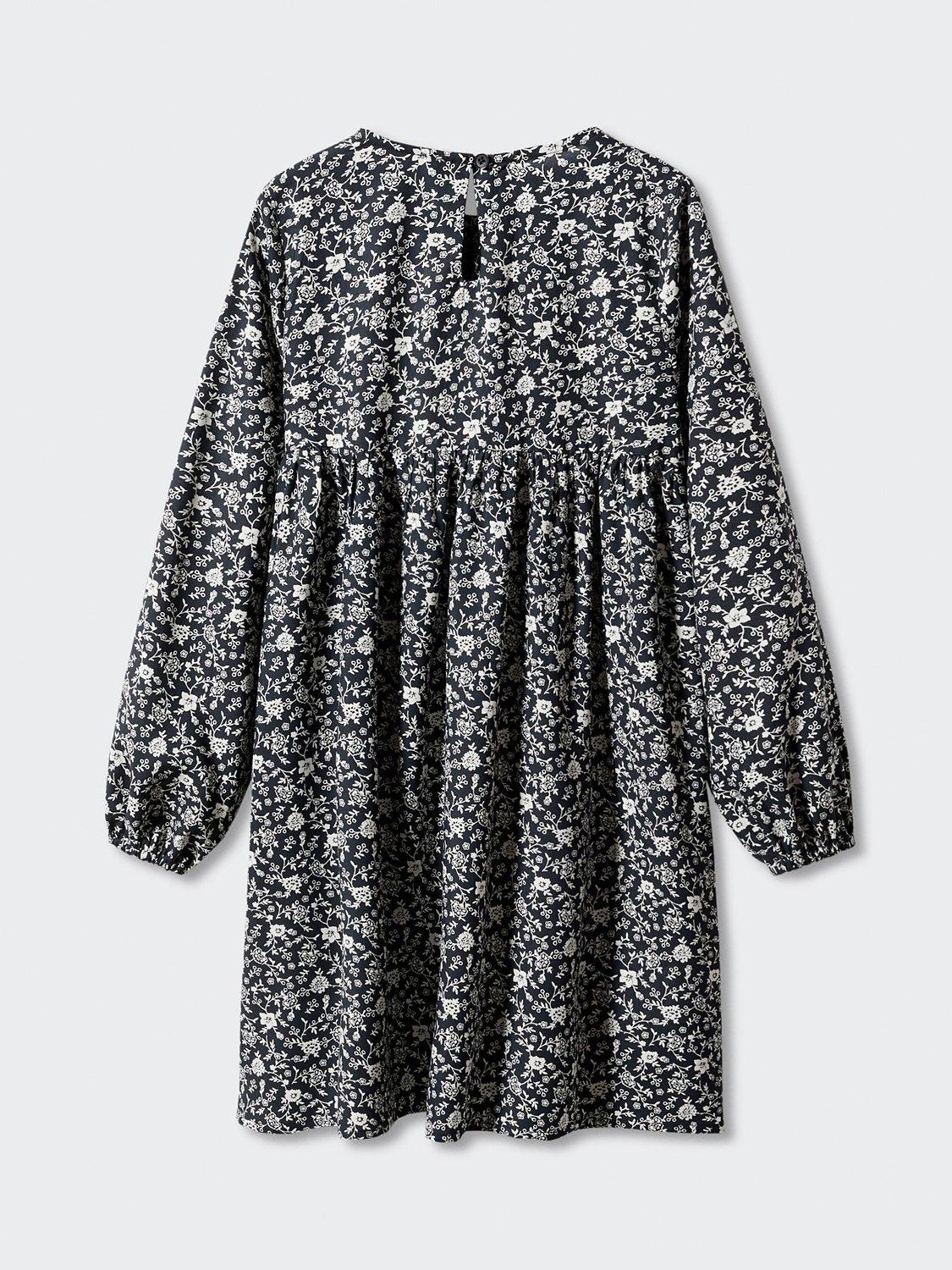 Product image 4 of 6, which shows Mango Kids' Bella Floral Print Ruffle Dress, Black, 9 years