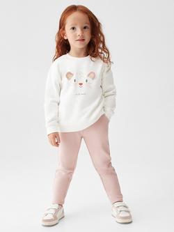 Mango Kids' Cat Print Long Sleeve Jumper, White/Multi - view 2, White/Multi