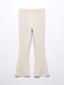 Mango Kids' Rib Flared Knitted Leggings, Pastel Brown